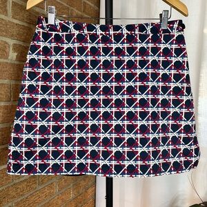 Liz Golf Skort - red, white, blue , and cream geometric print- 8